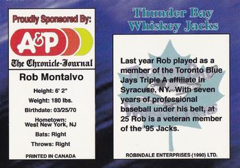 1995 R.E.L. Thunder Bay Whiskey Jacks #NNO Rob Montalvo Back