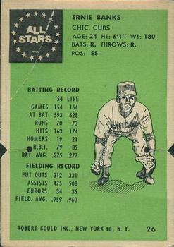 1955 Robert Gould All Stars #26 Ernie Banks Front