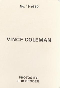 1986 Broder (unlicensed) #19 Vince Coleman Back