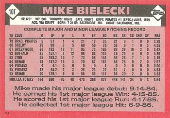 1986 Topps Traded #10T Mike Bielecki Back