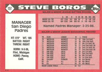 1986 Topps Traded #15T Steve Boros Back