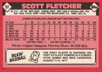 1986 Topps Traded #36T Scott Fletcher Back