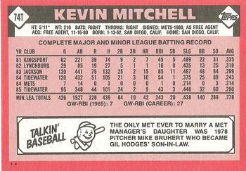 1986 Topps Traded #74T Kevin Mitchell Back