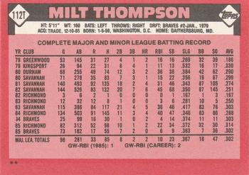 1986 Topps Traded #112T Milt Thompson Back