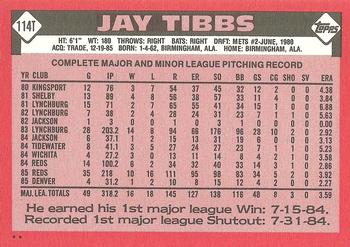 1986 Topps Traded #114T Jay Tibbs Back