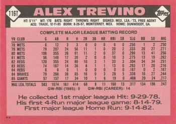 1986 Topps Traded #116T Alex Trevino Back