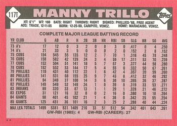1986 Topps Traded #117T Manny Trillo Back