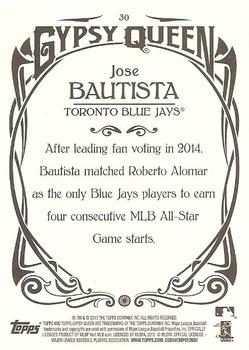 2015 Topps Gypsy Queen - Paper Frame White #30 Jose Bautista Back