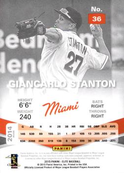 2015 Panini Elite #36 Giancarlo Stanton Back