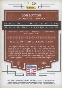 2015 Panini Cooperstown #26 Don Sutton Back