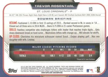2015 Bowman Chrome #10 Trevor Rosenthal Back