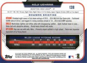 2015 Bowman Chrome #138 Koji Uehara Back