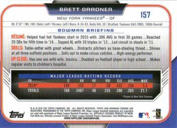 2015 Bowman Chrome #157 Brett Gardner Back