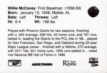 1997 Phoenix Firebirds/Giants Dream Team #1 Willie McCovey Back