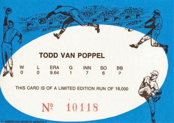 1992 American Sports Monthly (unlicensed) #NNO Todd Van Poppel Back