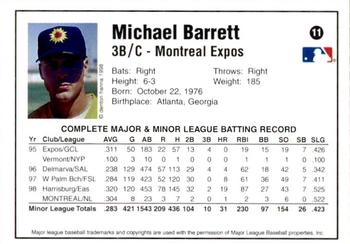 1998 Arizona Fall League Prospects - Gold #11 Michael Barrett Back