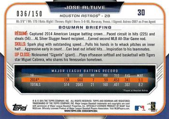 2015 Bowman - Blue #30 Jose Altuve Back
