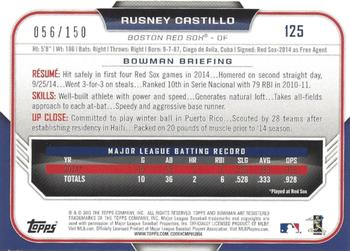 2015 Bowman - Blue #125 Rusney Castillo Back