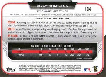 2015 Bowman - Silver Ice #104 Billy Hamilton Back