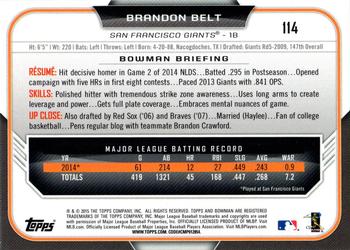 2015 Bowman - Silver Ice #114 Brandon Belt Back