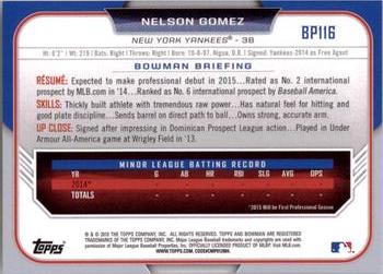 2015 Bowman - Prospects #BP116 Nelson Gomez Back