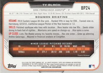 2015 Bowman - Prospects #BP24 Ty Blach Back