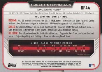 2015 Bowman - Prospects #BP44 Robert Stephenson Back
