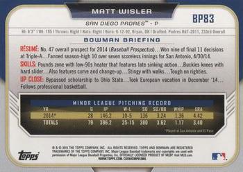 2015 Bowman - Prospects #BP83 Matt Wisler Back