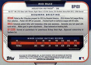 2015 Bowman - Prospects #BP101 Rio Ruiz Back
