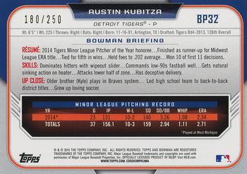 2015 Bowman - Prospects Purple #BP32 Austin Kubitza Back