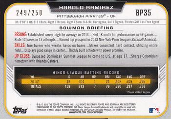 2015 Bowman - Prospects Purple #BP35 Harold Ramirez Back