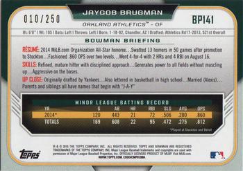 2015 Bowman - Prospects Purple #BP141 Jaycob Brugman Back