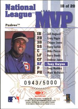 1998 Leaf Rookies & Stars - Leaf MVPs #18 Tony Gwynn Back