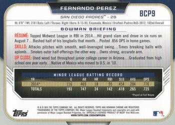 2015 Bowman - Chrome Prospects #BCP9 Fernando Perez Back