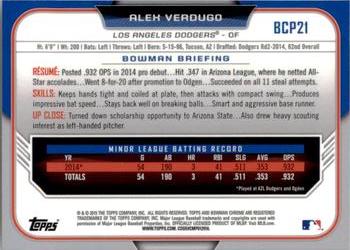 2015 Bowman - Chrome Prospects #BCP21 Alex Verdugo Back