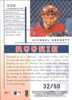 1998 Leaf Rookies & Stars - Longevity #330 Michael Barrett Back