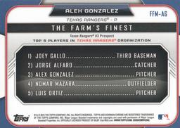 2015 Bowman - The Farm's Finest Minis #FFM-AG Alex Gonzalez Back