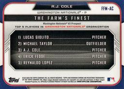 2015 Bowman - The Farm's Finest Minis #FFM-AC A.J. Cole Back