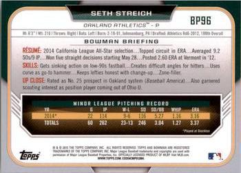 2015 Bowman - Prospects Yellow #BP96 Seth Streich Back