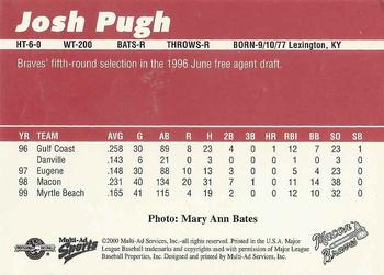 2000 Multi-Ad Macon Braves #NNO Josh Pugh Back