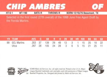 2000 Multi-Ad Midwest League Top Prospects (Numbered) #14 Chip Ambres Back