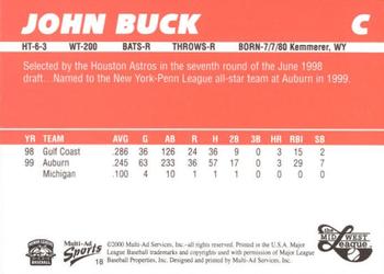 2000 Multi-Ad Midwest League Top Prospects (Numbered) #18 John Buck Back