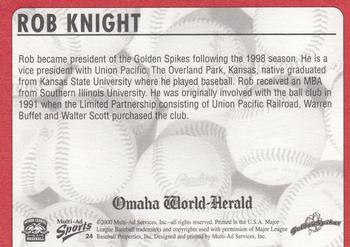 2000 Multi-Ad Omaha Golden Spikes #24 Rob Knight Back