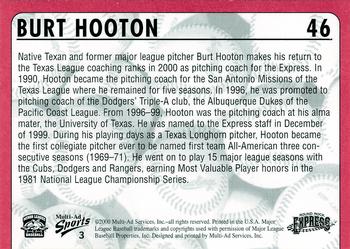 2000 Multi-Ad Round Rock Express #3 Burt Hooton Back