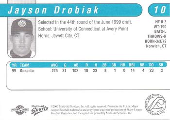 2000 Multi-Ad West Michigan Whitecaps #NNO Jayson Drobiak Back