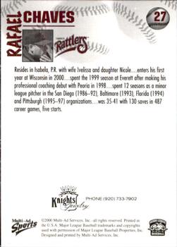 2000 Multi-Ad Wisconsin Timber Rattlers #27 Rafael Chaves Back