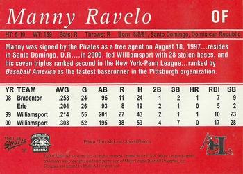 2001 Multi-Ad Hickory Crawdads #28 Manny Ravelo Back