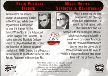 2001 Multi-Ad Kannapolis Intimidators #29 Mitch Hutter / Kevin Pillifant Back