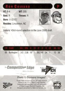 2001 Multi-Ad Mahoning Valley Scrappers #2 Ron Colvard Back