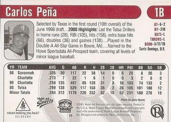 2001 Multi-Ad Oklahoma RedHawks #19 Carlos Pena Back